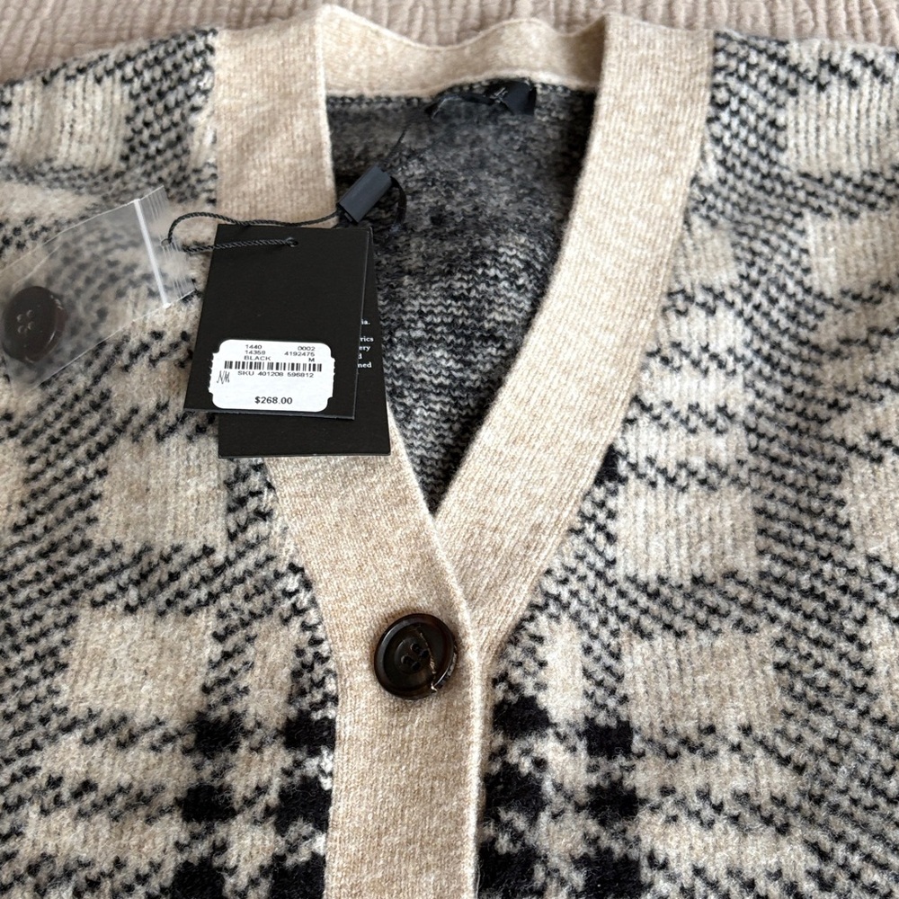 Rails Beige and Black Plaid Cardigan